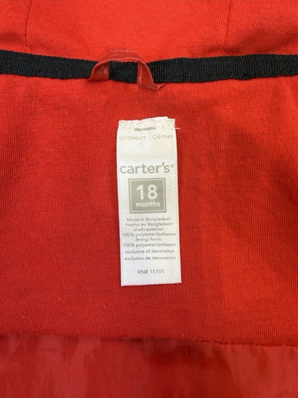 Carters Girl's Ladybug Size 18 Months Red & Black Hooded Rain Jacket Spring - Picture 3 of 10